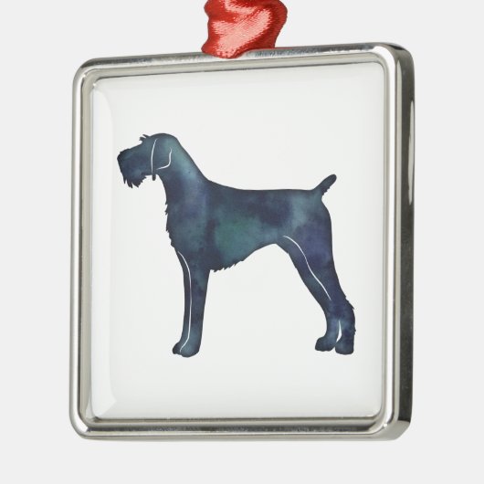 Waterverf Silhouette van Wirehaire Pointer Metalen Ornament (Links)