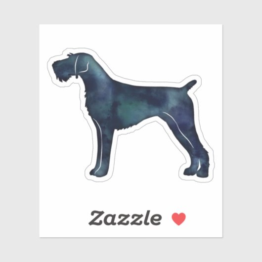 Waterverf Silhouette van Wirehaire Pointer Sticker (Vel)