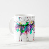 Waterverf silhouettes van ballerinas. Heldernevel Koffiemok (Voorkant links)