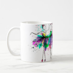 Waterverf silhouettes van ballerinas. Heldernevel Koffiemok