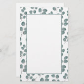 Waterverf Silver Dollar Eucalyptus Leaves Patroon Briefpapier (Voorkant / Achterkant)