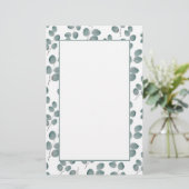 Waterverf Silver Dollar Eucalyptus Leaves Patroon Briefpapier (Staand voorkant)