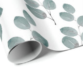 Waterverf Silver Dollar Eucalyptus Leaves Patroon Cadeaupapier (Rol Hoek)