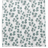 Waterverf Silver Dollar Eucalyptus Leaves Patroon Douchegordijn (Voorkant)