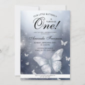 Waterverf Silver Glitter Butterfly 1e verjaardag Kaart (Voorkant)