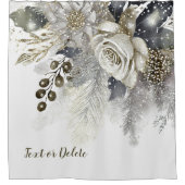 Waterverf Silver Golden White Roses Flowers Douchegordijn (Voorkant)