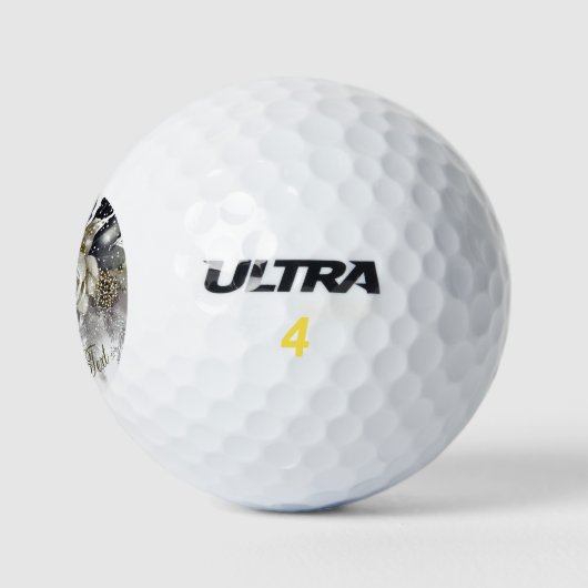 Waterverf Silver Golden White Roses Flowers Golfballen (Logo)