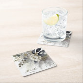 Waterverf Silver Golden White Roses Flowers Kartonnen Onderzetters (Insitu)