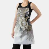 Waterverf Silver Golden White Roses Flowers Schort (Insitu)