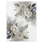 Waterverf Silver Golden White Roses Flowers Tafelkleed (Voorkant)