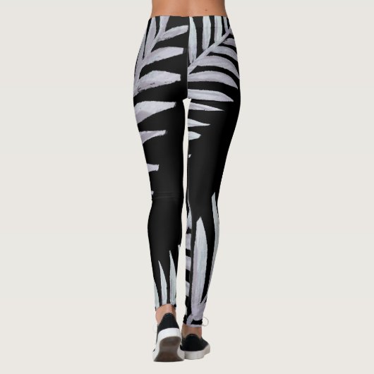 waterverf Silver Leaves Leggings (Achterkant)