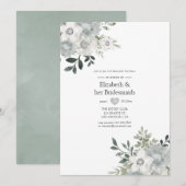 Waterverf Silver Sage Bridesmaids Luncheon Kaart (Voorkant / Achterkant)