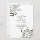 Waterverf Silver Sage Floral Baby shower Kaart (Voorkant)