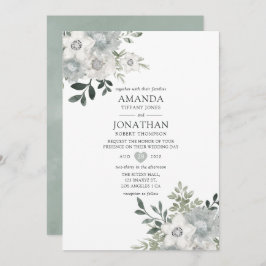 Waterverf Silver Sage Floral Wedding Kaart