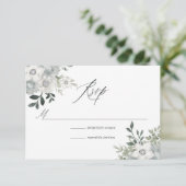 Waterverf Silver Sage Floral Wedding RSVP Kaartje (Staand voorkant)