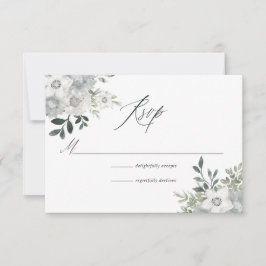 Waterverf Silver Sage Floral Wedding RSVP Kaartje