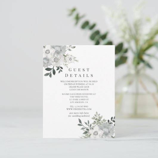 Waterverf Silver Sage Gastgegevens Informatiekaartje (Staand voorkant)