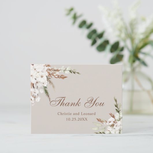 Waterverf Simple Elegant Boho Wedding Bedankt Briefkaart (Staand voorkant)