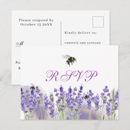 Waterverf Simple Elegant Boho Wedding RSVP Briefkaart (Voorkant / Achterkant)