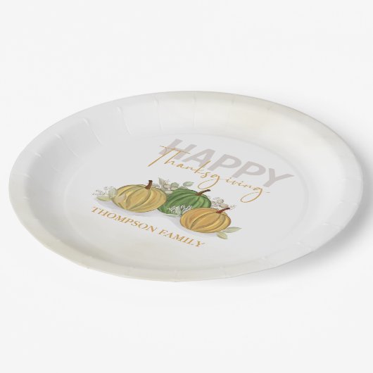 Waterverf Simple Pumpkin Gourd Happy Thanksgiving Papieren Bordje (Gekanteld)