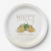Waterverf Simple Pumpkin Gourd Happy Thanksgiving Papieren Bordje (Voorkant)
