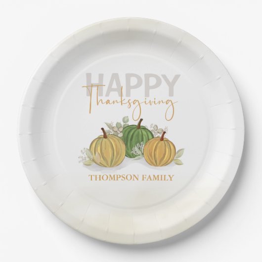 Waterverf Simple Pumpkin Gourd Happy Thanksgiving Papieren Bordje (Voorkant)