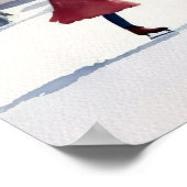 Waterverf Simplistic Schaatsen Wintervijver Poster (Hoek)