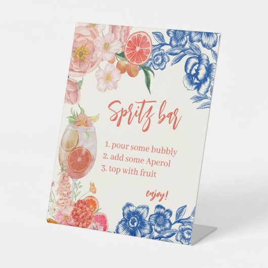 Waterverf Sinaasappel Aperol Spritz Bar Vrijgezell Reclamebord Met Voetstuk (Voorkant)