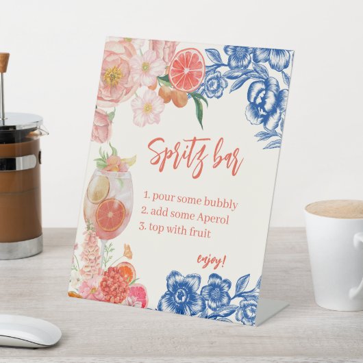 Waterverf Sinaasappel Aperol Spritz Bar Vrijgezell Reclamebord Met Voetstuk (Insitu)