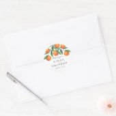 Waterverf Sinaasappel Blad Zomer Bruiloft Ronde Sticker (Envelop)