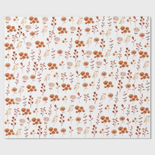 Waterverf Sinaasappel Bloem Bloemen Boho Cadeaupapier (Vlak)