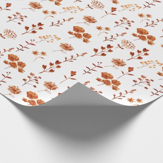 Waterverf Sinaasappel Bloem Bloemen Boho Cadeaupapier (Hoek)