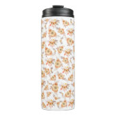 Waterverf Sinaasappel Bloem Bloemen Boho Thermosbeker (Voorkant)