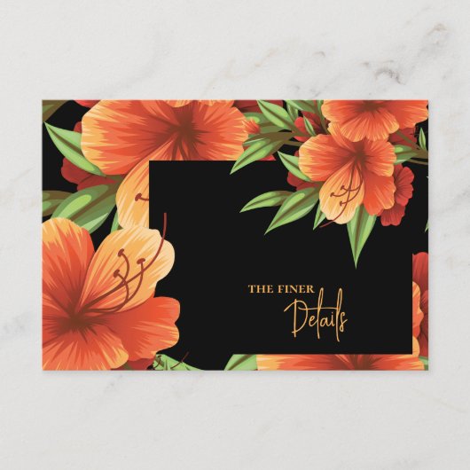  Waterverf Sinaasappel Bloemen bruiloft Details Informatiekaartje (Voorkant)