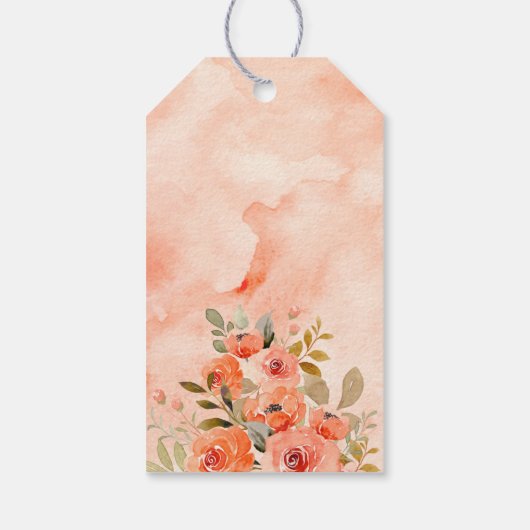 Waterverf Sinaasappel Bloemen bruiloft gunst Cadeaulabel (Achterkant)