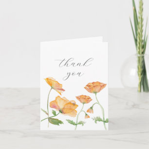 Waterverf Sinaasappel Bloemen Dank u kaart