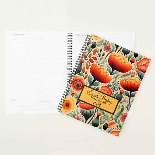 Waterverf Sinaasappel Bloemen Jaarlijkse Planner H (Display)