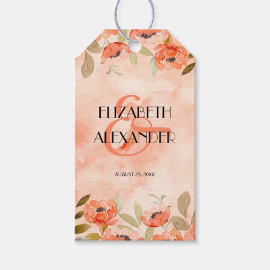 Waterverf Sinaasappel Bloemen Vrijgezellenfeest Fa Cadeaulabel (Voorkant)