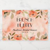 Waterverf Sinaasappel Bloemen Vrijgezellenfeest Mi Sparkling Wijnetiket (Enkel label)