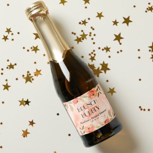 Waterverf Sinaasappel Bloemen Vrijgezellenfeest Mi Sparkling Wijnetiket