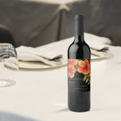 Waterverf Sinaasappel Bloemenbruiloft Dank u Wijn Etiket