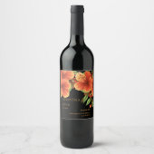 Waterverf Sinaasappel Bloemenbruiloft Dank u Wijn Etiket (Voorkant)