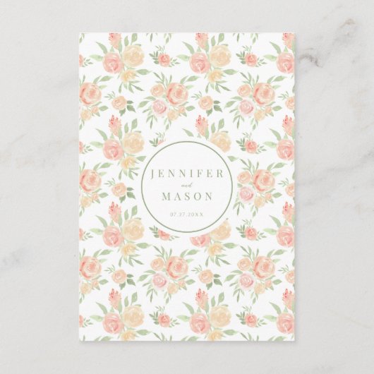 Waterverf sinaasappel bloemenbruiloft details Kaar Informatiekaartje (Achterkant)