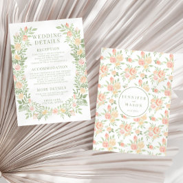 Waterverf sinaasappel bloemenbruiloft details Kaar Informatiekaartje