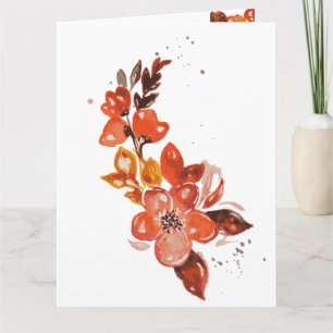 Waterverf Sinaasappel Bloemenkunst Kaart