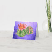 Waterverf Sinaasappel Blooming Cactus Paars Bedankkaart (Voorkant)