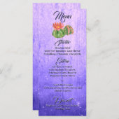 Waterverf Sinaasappel Blooming Cactus Paars Menu (Voorkant / Achterkant)