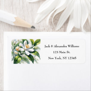 Waterverf Sinaasappel Blossom Citrus retouradres Etiket