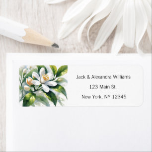 Waterverf Sinaasappel Blossom Citrus retouradres Etiket