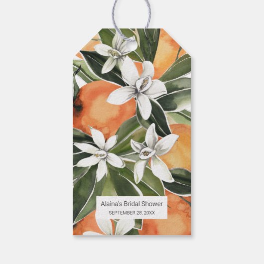 Waterverf Sinaasappel Blossom Dank u Cadeaulabel (Achterkant)